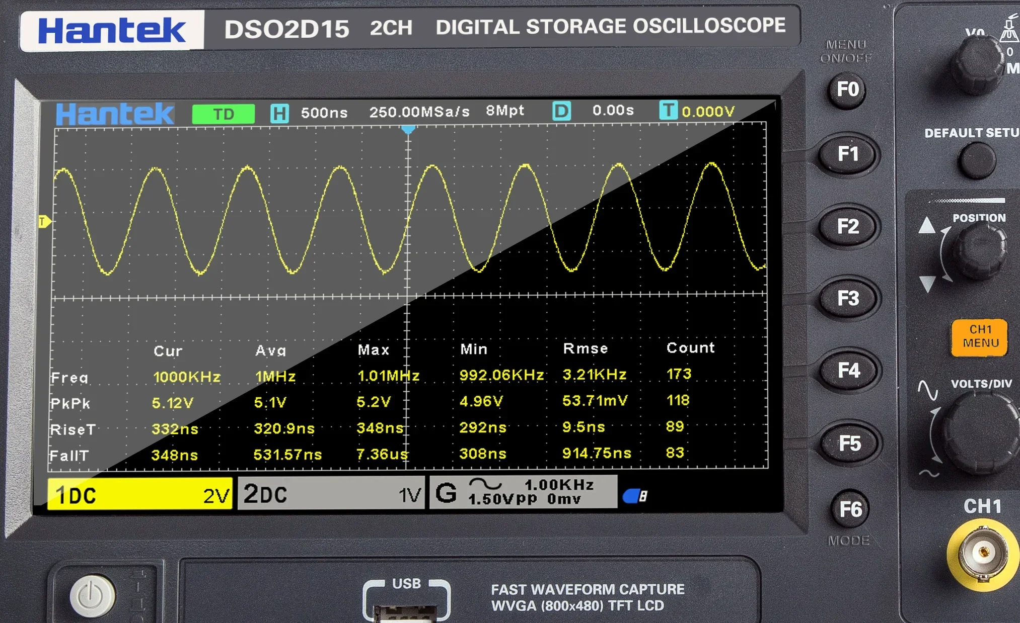 Digital Storage Oscilloscope 100Mhz - 感度 Hantek 信号生成オシロスコープ DSO2C10 2C15 2D10